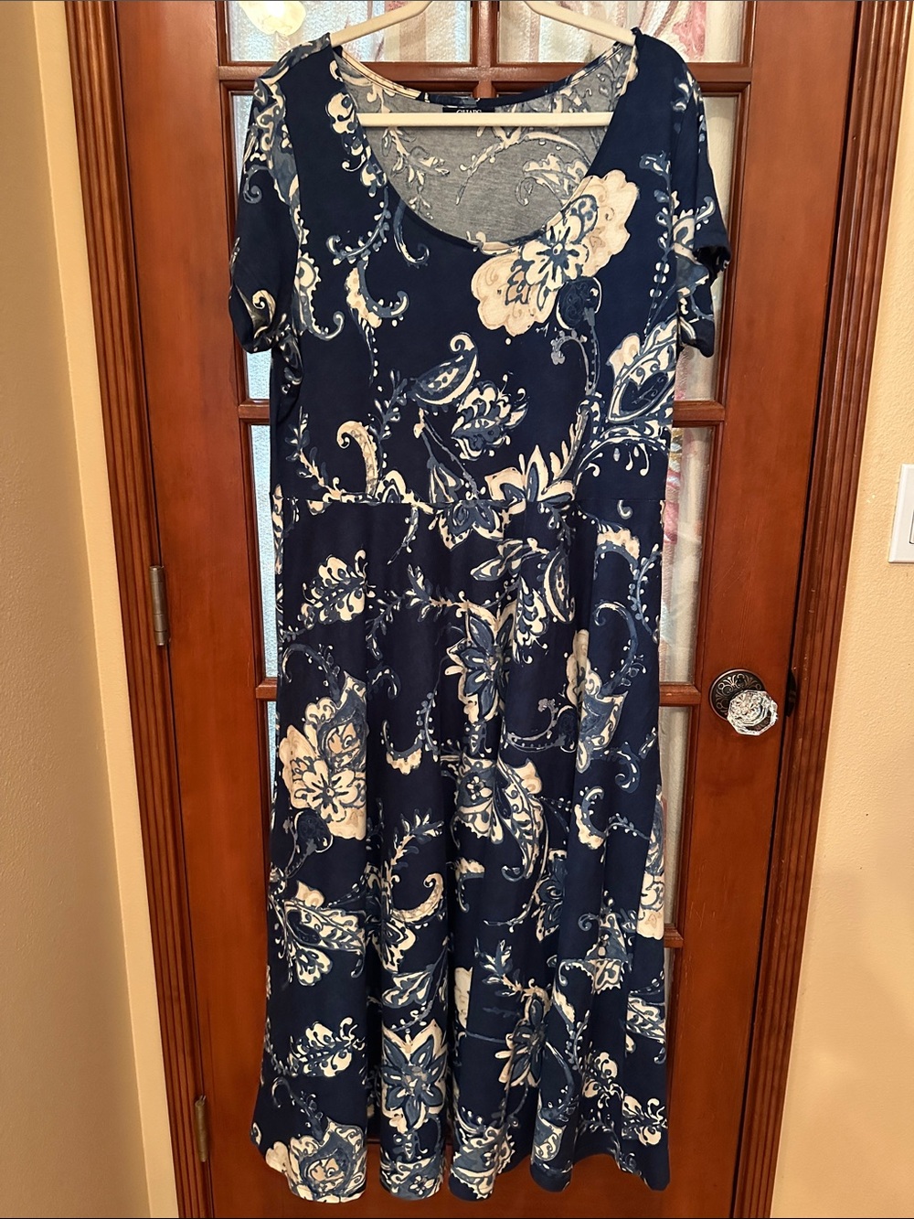 Chaps Navy and Cream Floral Maxi Dress